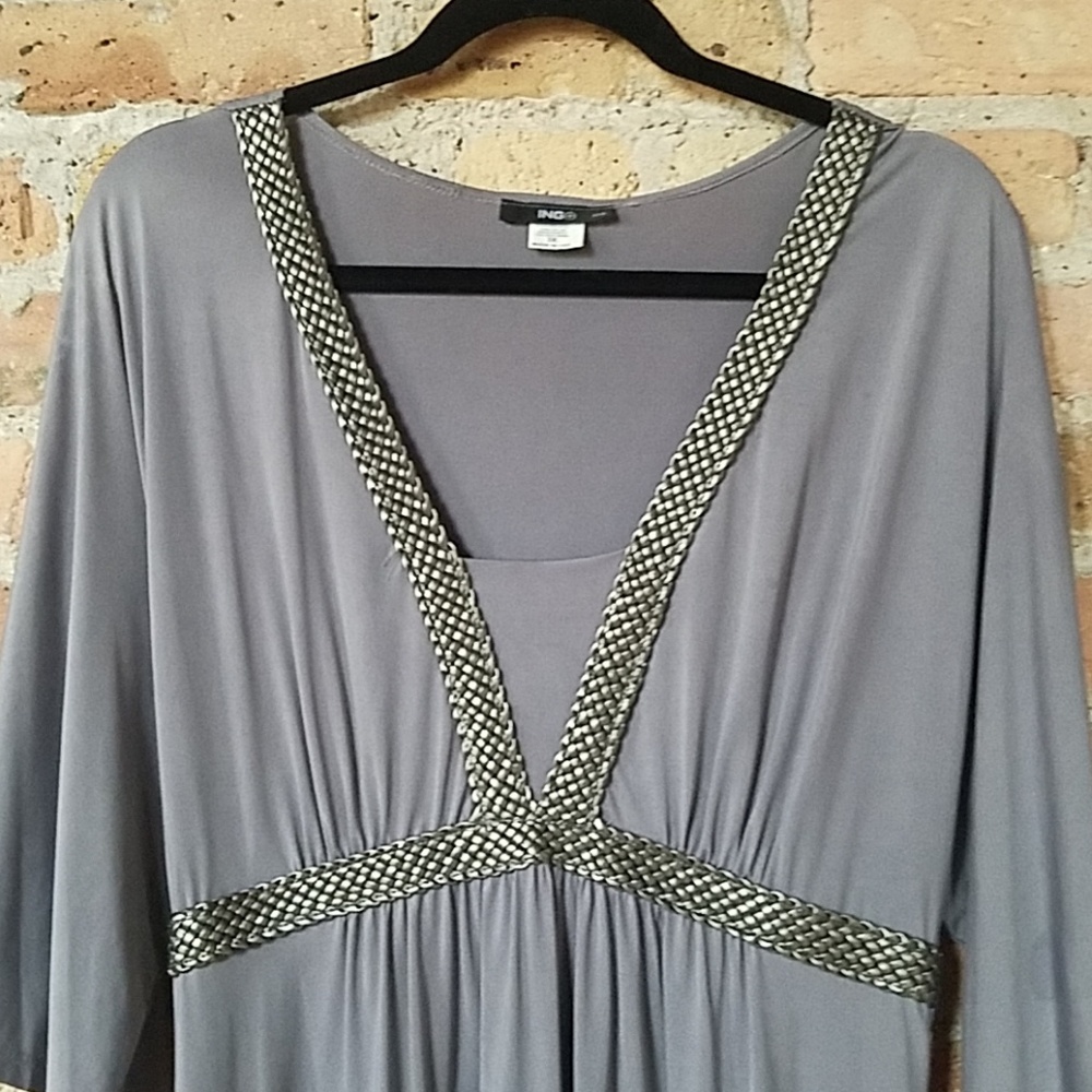 NWOT - Pewter Dress w Braiding Detail - 3X